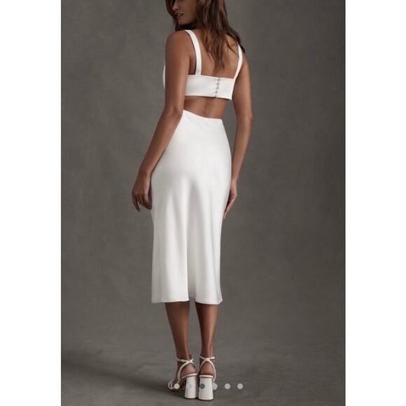 NWT Sachin Babi White Satin Cut Out Open Back Midi Dress Size 6 - Picture 2 of 14